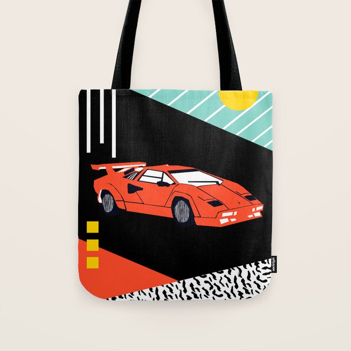 Wicked - sports car 80s retro throwback memphis style motorhead Tote Bag Gallery Image 1