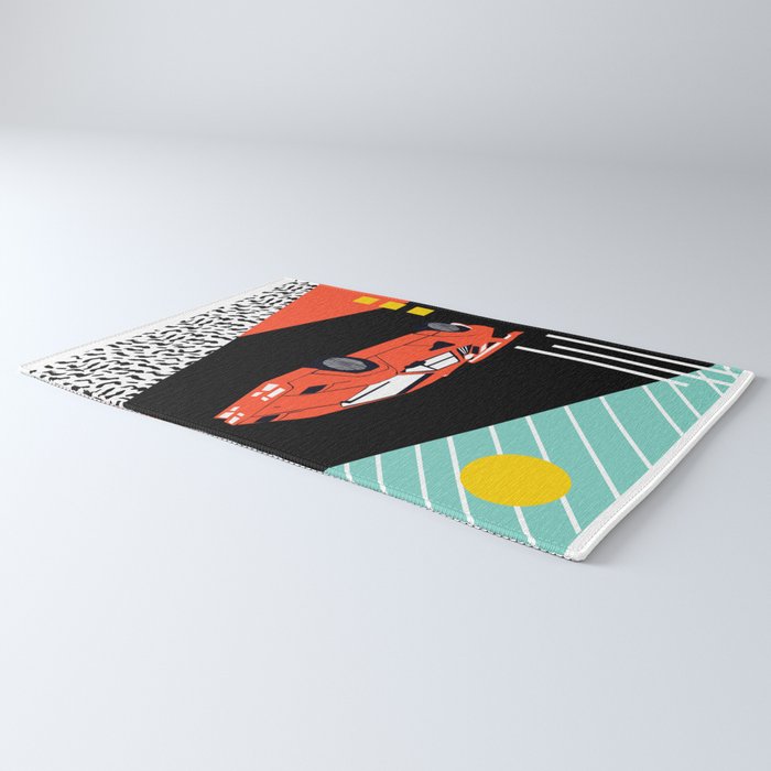 Wicked - sports car 80s retro throwback memphis style motorhead Rug Gallery Image 3