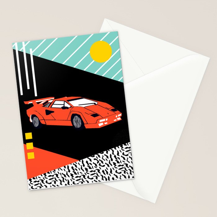 Wicked - sports car 80s retro throwback memphis style motorhead Stationery Card Gallery Image 2