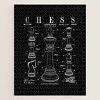 Chess King And Pieces Old Vintage Patent Drawing Print Jigsaw Puzzle Gallery Image 1