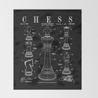 Chess King And Pieces Old Vintage Patent Drawing Print Throw Blanket Gallery Image 2