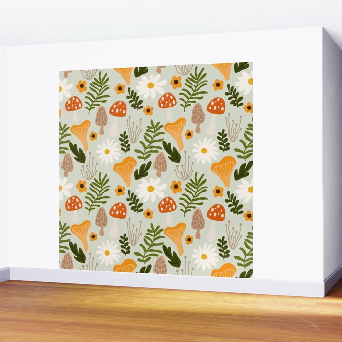 Woodland Mushroom Pattern Wall Mural Gallery Image 2