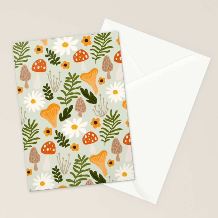 Woodland Mushroom Pattern Stationery Card Gallery Image 2