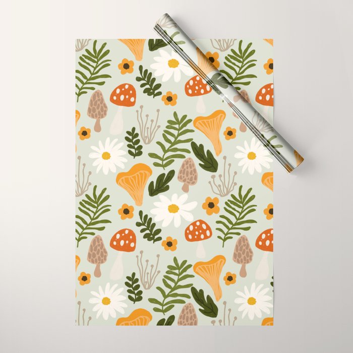 Woodland Mushroom Pattern Wrapping Paper Gallery Image 1