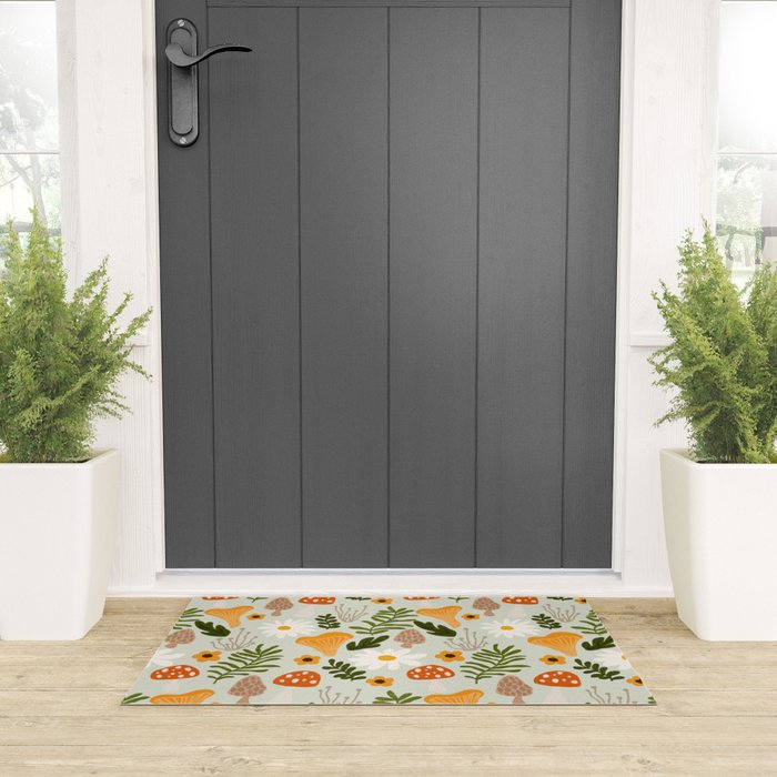 Woodland Mushroom Pattern Welcome Mat Gallery Image 3