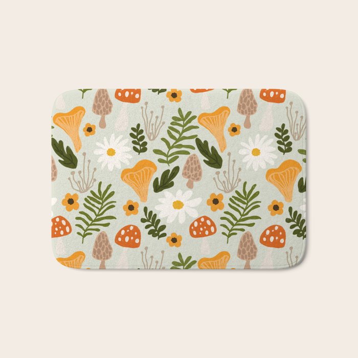 Woodland Mushroom Pattern Bath Mat Gallery Image 1