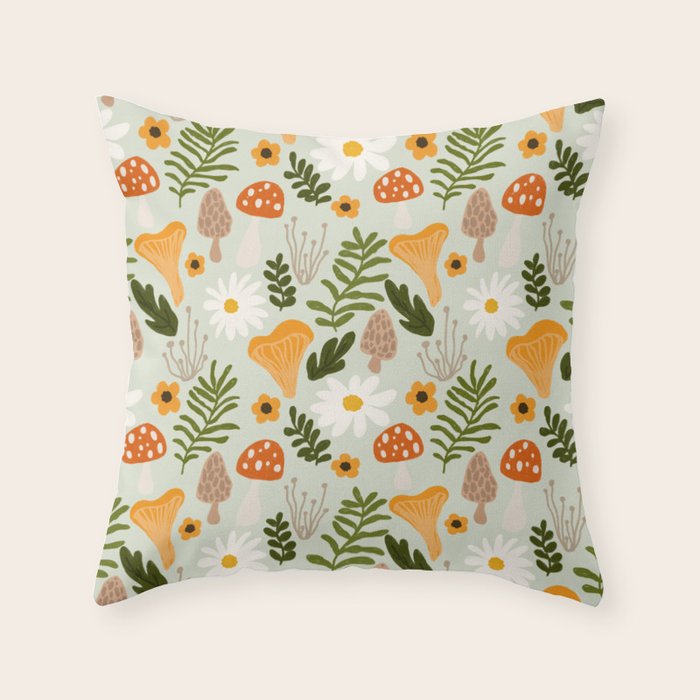 Woodland Mushroom Pattern Throw Pillow Gallery Image 6