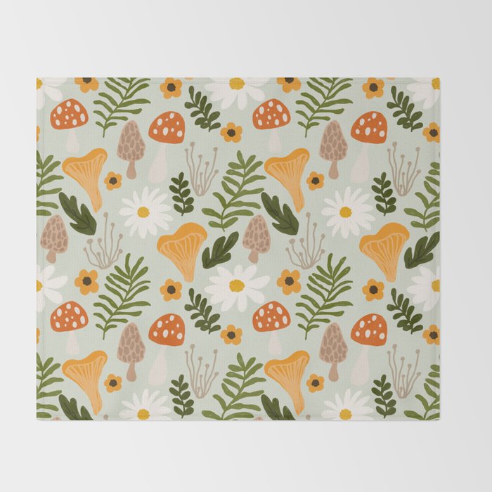 Woodland Mushroom Pattern Throw Blanket Gallery Image 2