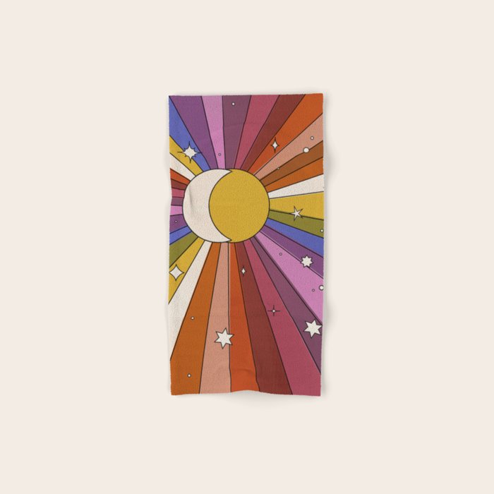 The Sun and the Moon - retro abstract Bath Towel Gallery Image 1