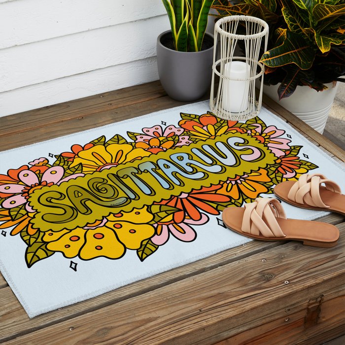 Sagittarius Flowers Outdoor Rug Gallery Image 2