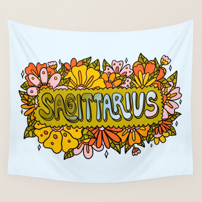 Sagittarius Flowers Wall Tapestry Gallery Image 1