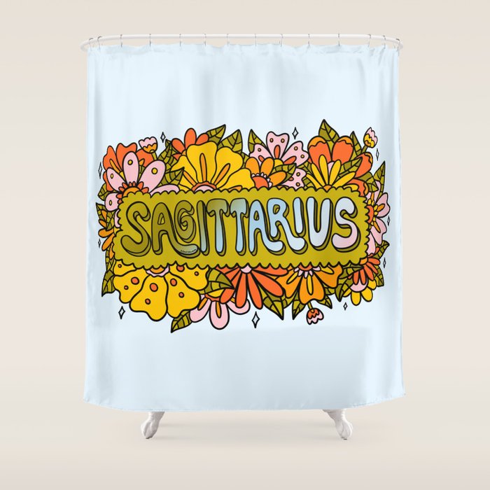 Sagittarius Flowers Shower Curtain Gallery Image 1
