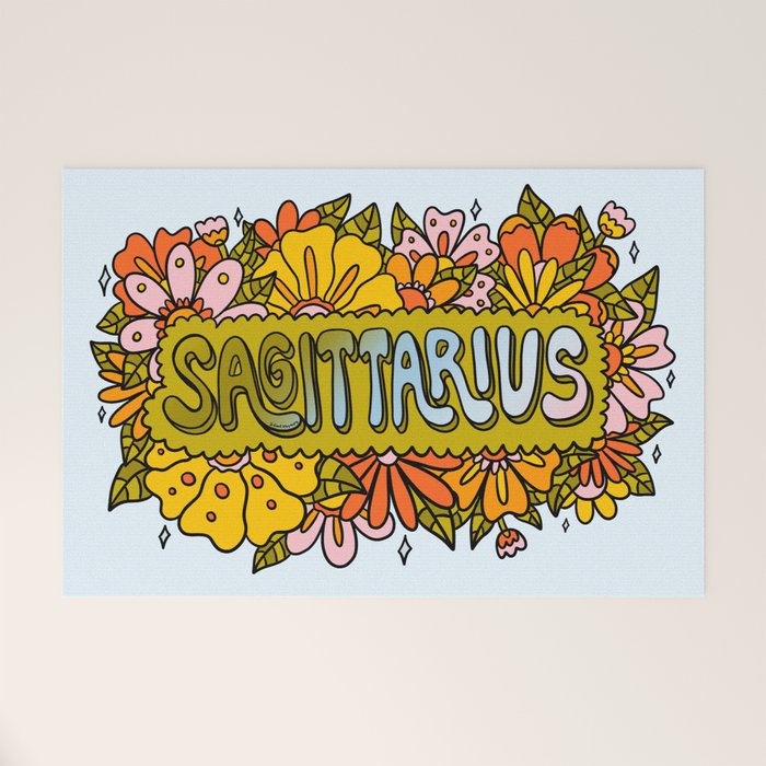 Sagittarius Flowers Welcome Mat Gallery Image 1
