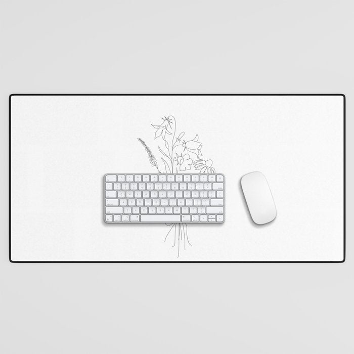 Small Wildflowers Minimalist Line Art Desk Mat Gallery Image 1