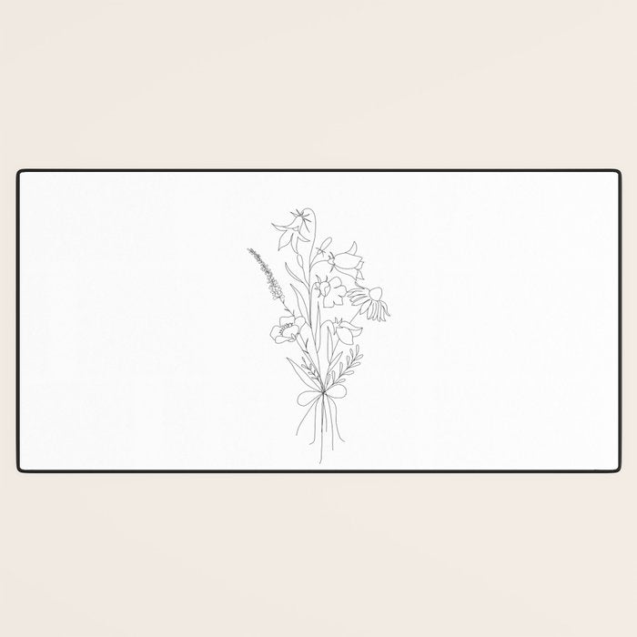 Small Wildflowers Minimalist Line Art Desk Mat Gallery Image 3