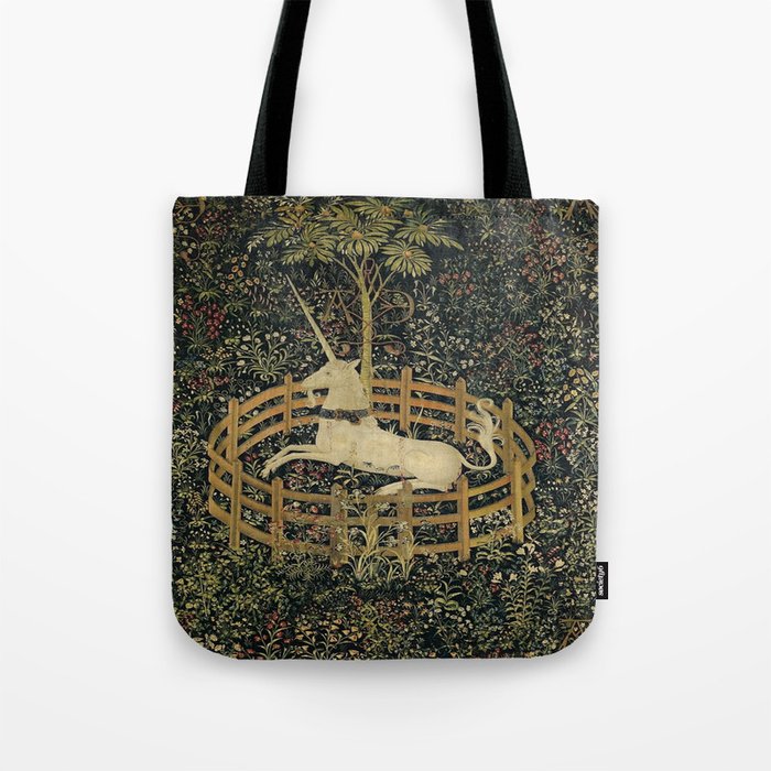 The Unicorn Rests in a Garden (from the Unicorn Tapestries) Tote Bag Gallery Image 1