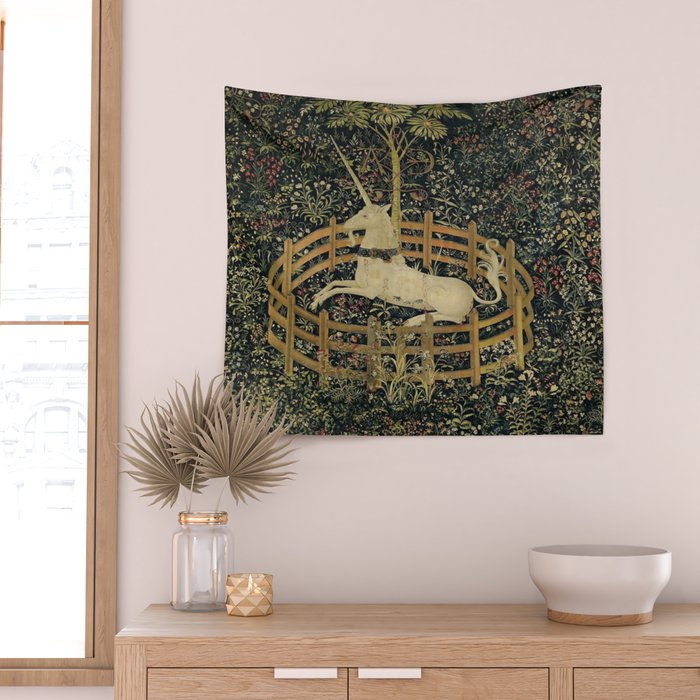 The Unicorn Rests in a Garden (from the Unicorn Tapestries) Wall Tapestry Gallery Image 2