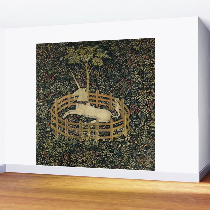 The Unicorn Rests in a Garden (from the Unicorn Tapestries) Wall Mural Gallery Image 2