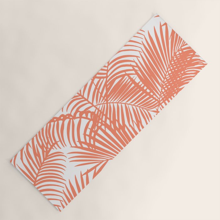 Modern blush coral simple tropical  palm tree pattern Yoga Mat Gallery Image 1