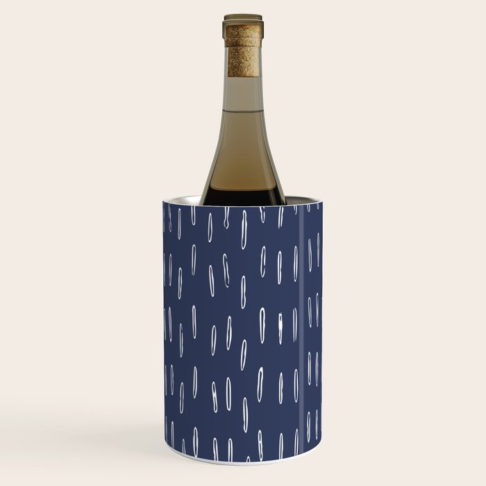 Boho Prints, Raindrops, Indigo Blue, Minimalism, Abstract Art Wine Chiller Gallery Image 3