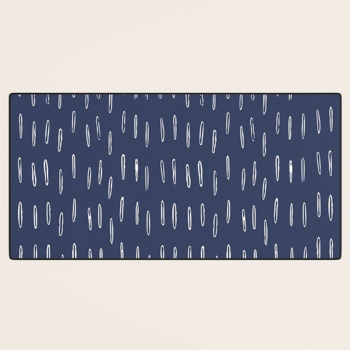 Boho Prints, Raindrops, Indigo Blue, Minimalism, Abstract Art Desk Mat Gallery Image 3