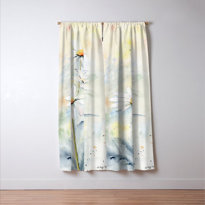 White Daisies Window Curtain Gallery Image 3