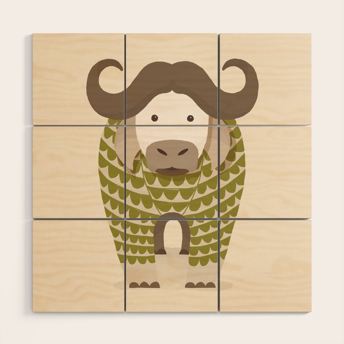 Whimsical Cape Buffalo Wood Wall Art Gallery Image 1