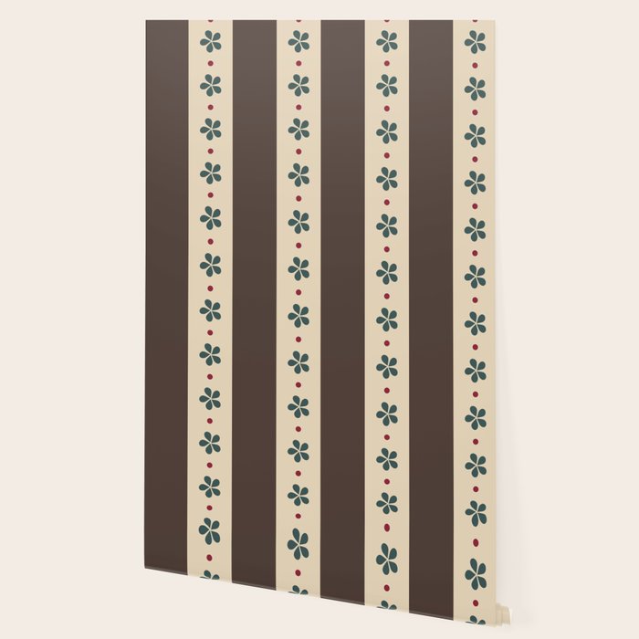 Brown Stripes And Flowers Wallpaper Gallery Image 2