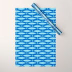 Coastal Fish Geometric Ocean Pattern in Blue Wrapping Paper Gallery Image 1