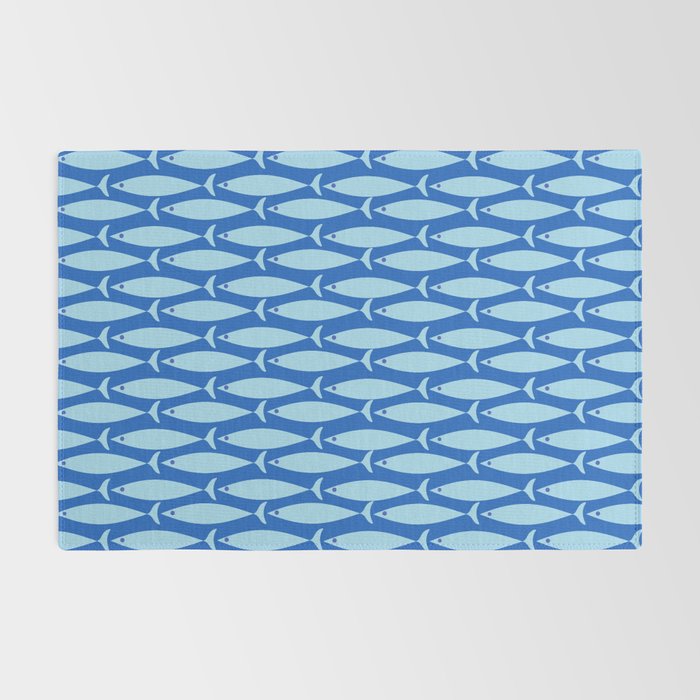 Coastal Fish Geometric Ocean Pattern in Blue Rug Gallery Image 2