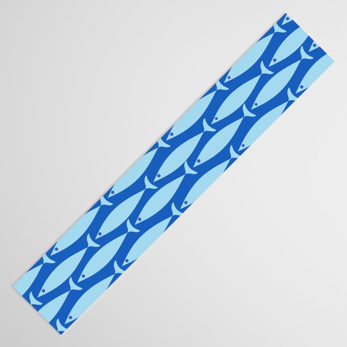 Coastal Fish Geometric Ocean Pattern in Blue Table Runner Gallery Image 3