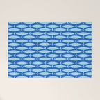 Coastal Fish Geometric Ocean Pattern in Blue Welcome Mat Gallery Image 1