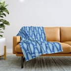 Coastal Fish Geometric Ocean Pattern in Blue Throw Blanket Gallery Image 1