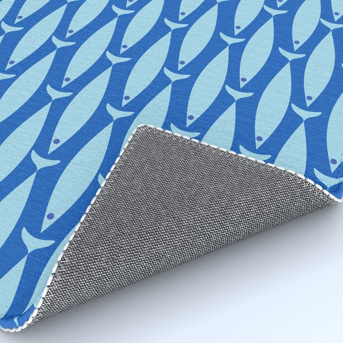 Coastal Fish Geometric Ocean Pattern in Blue Rug Gallery Image 4