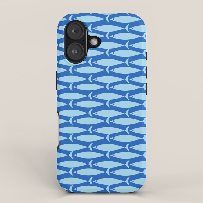 Coastal Fish Geometric Ocean Pattern in Blue iPhone Case Gallery Image 1