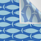 Coastal Fish Geometric Ocean Pattern in Blue Wall Tapestry Gallery Image 3