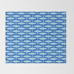 Coastal Fish Geometric Ocean Pattern in Blue Throw Blanket Gallery Image 2