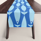Coastal Fish Geometric Ocean Pattern in Blue Table Runner Gallery Image 1