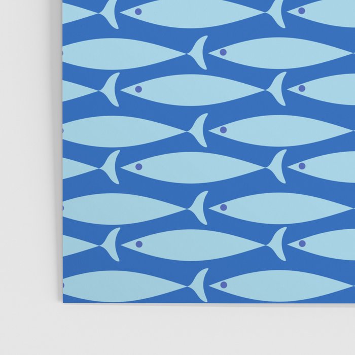 Coastal Fish Geometric Ocean Pattern in Blue Poster Gallery Image 3