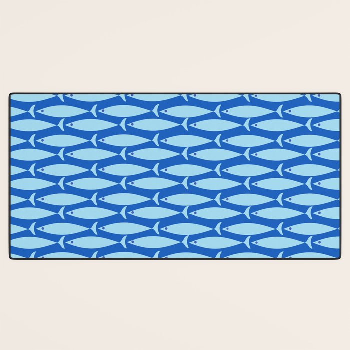 Coastal Fish Geometric Ocean Pattern in Blue Desk Mat Gallery Image 3