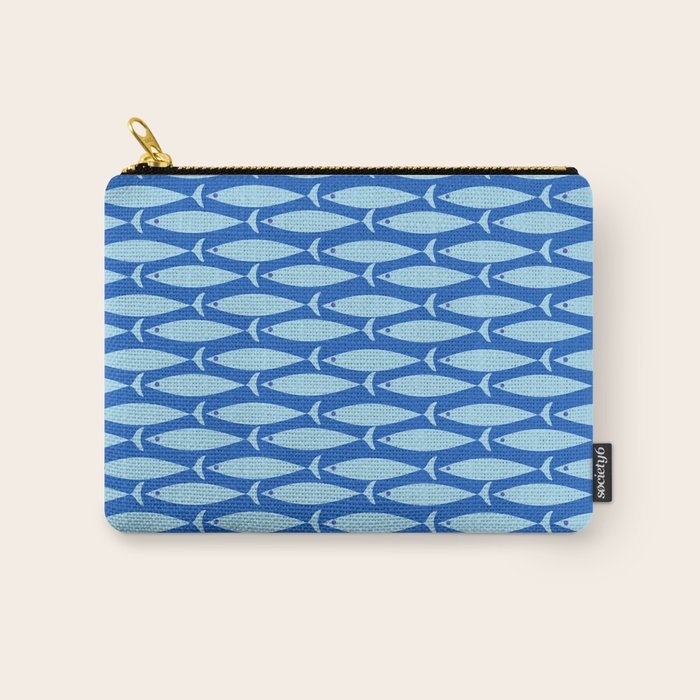 Coastal Fish Geometric Ocean Pattern in Blue Carry All Pouch Gallery Image 1