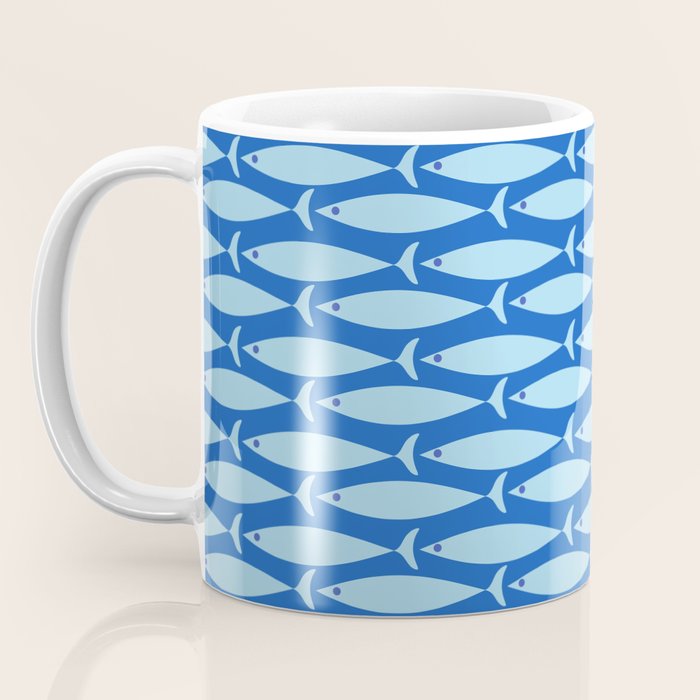 Coastal Fish Geometric Ocean Pattern in Blue Coffee Mug Gallery Image 3