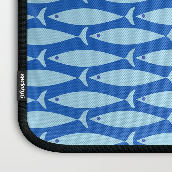 Coastal Fish Geometric Ocean Pattern in Blue Laptop Sleeve Gallery Image 3