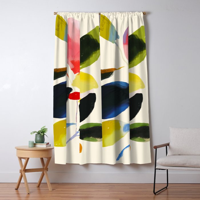 Minimal Abstract Colorful Plant Window Curtain Gallery Image 1