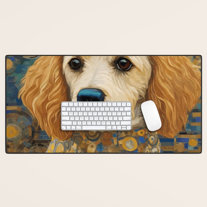 Gustav Klimt Style Dog with Geometric Patterns Desk Mat Gallery Image 1