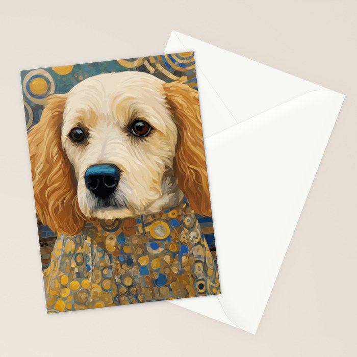 Gustav Klimt Style Dog with Geometric Patterns Stationery Card Gallery Image 2