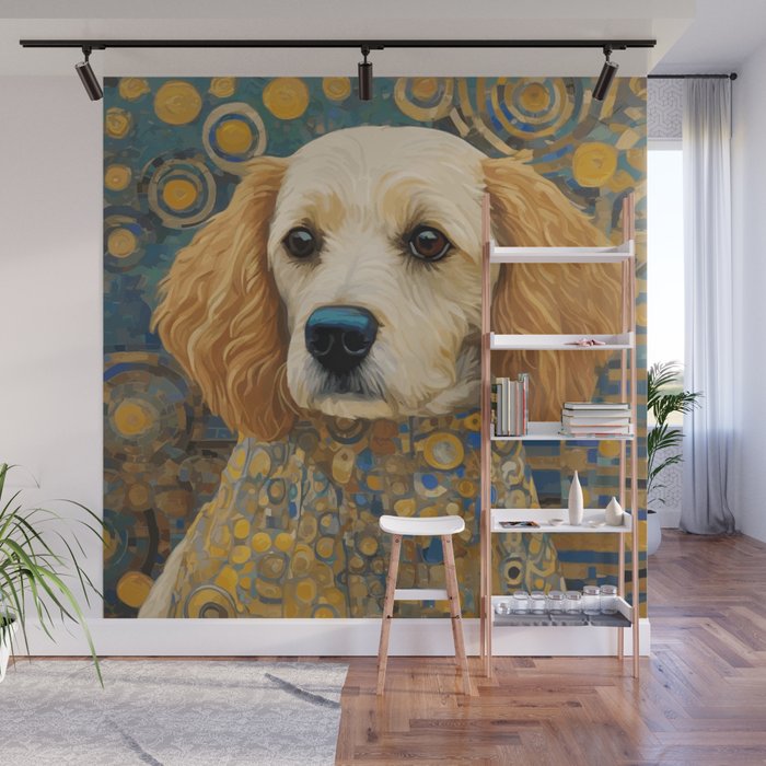 Gustav Klimt Style Dog with Geometric Patterns Wall Mural Gallery Image 1