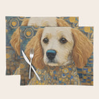 Gustav Klimt Style Dog with Geometric Patterns Placemat Gallery Image 1