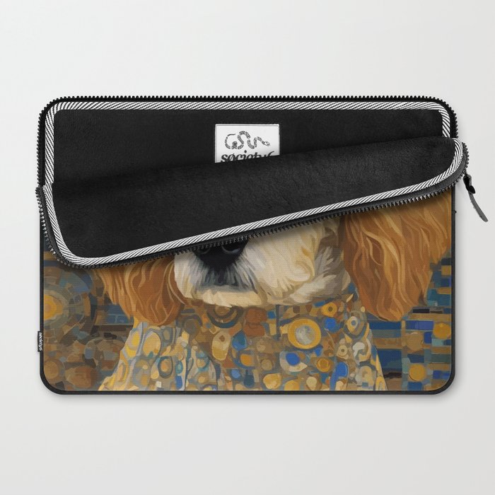 Gustav Klimt Style Dog with Geometric Patterns Laptop Sleeve Gallery Image 2