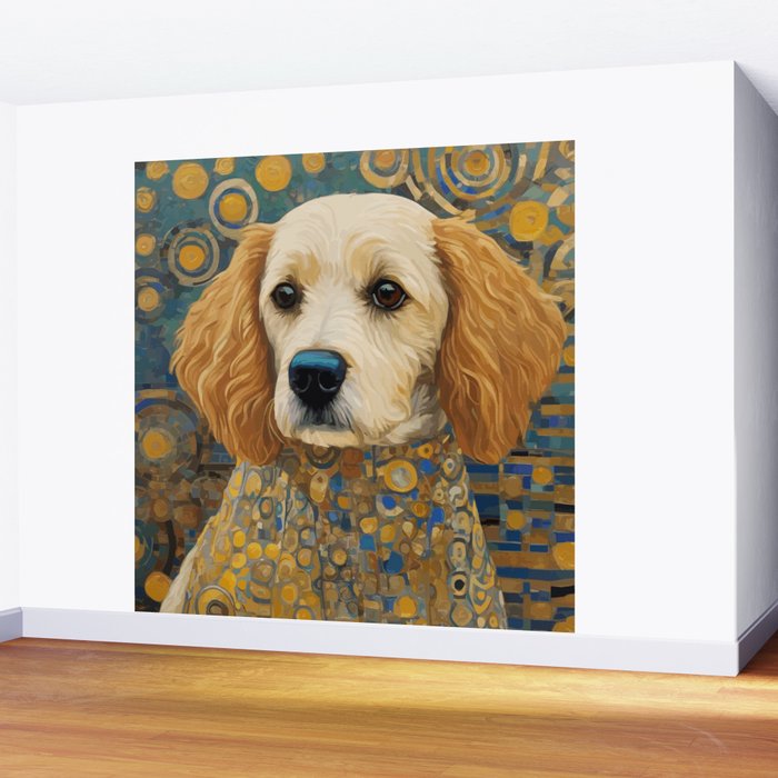Gustav Klimt Style Dog with Geometric Patterns Wall Mural Gallery Image 2
